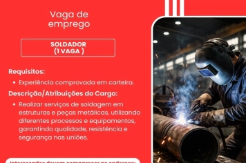 PAT divulga a abertura de nova vaga de emprego em Itapeva