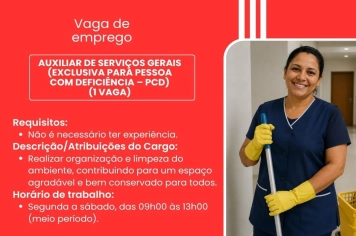 PAT divulga a abertura de nova vaga de emprego em Itapeva