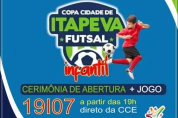 Cerimônia de abertura da Copa Cidade de Itapeva de Futsal Infantil será transmitida Ao Vivo
