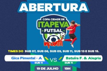 Copa Cidade de Itapeva de Futsal Infantil inicia esta semana, no Ginásio CCE