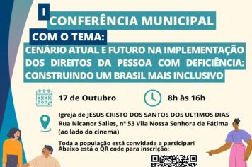 1ª Conferência Municipal dos Direitos da Pessoa com Deficiência será realizada 