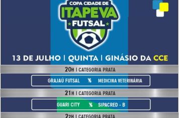 Nesta quinta-feira (13) acontecem mais confrontos da Copa Cidade de Itapeva de Futsal 