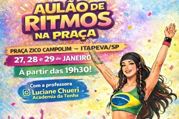 Secretaria de Esportes realiza de 27 a 29 de janeiro, Aulão de Ritmos na Praça de Eventos