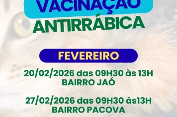 Secretaria de Saúde realiza vacinação antirrábica nos dias 20 e 27 de fevereiro contra a raiva animal