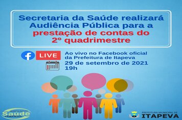 Secretaria da Saúde realizará Audiência Pública para a prestação de contas do 2º quadrimestre na próxima quarta, dia 29