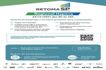 Itapeva sedia o programa Retoma SP, que oferecerá serviços relacionados a emprego e renda