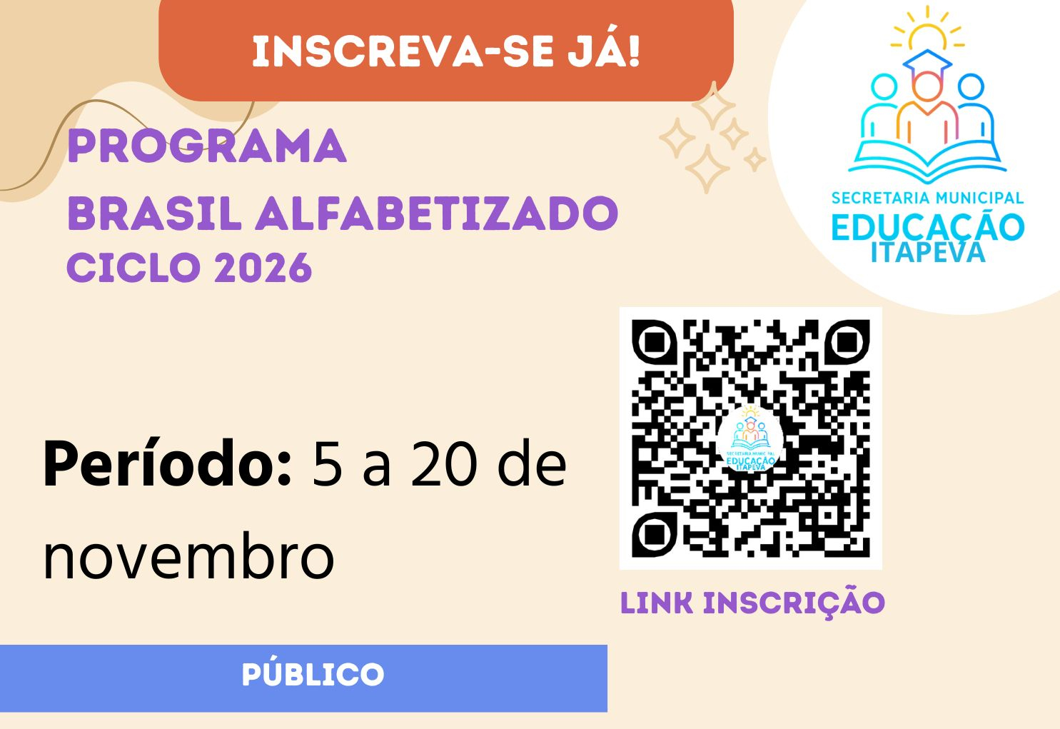 Novas turmas do Programa Brasil Alfabetizado são abertas nos bairros Pacova e Morada do Bosque