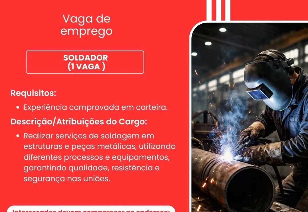 PAT divulga a abertura de nova vaga de emprego em Itapeva