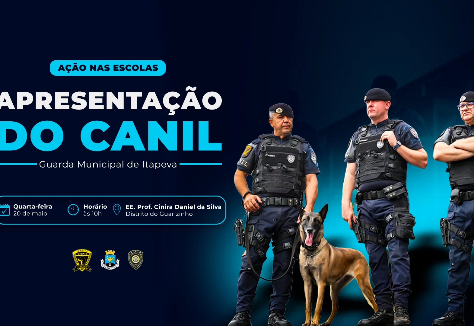 Guarda Civil Municipal realiza a apresentação de cães na Escola Professora Estadual Cinira Daniel da Silva