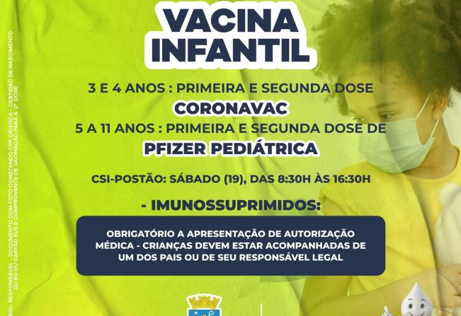Vacinação infantil acontece neste sábado (19)
