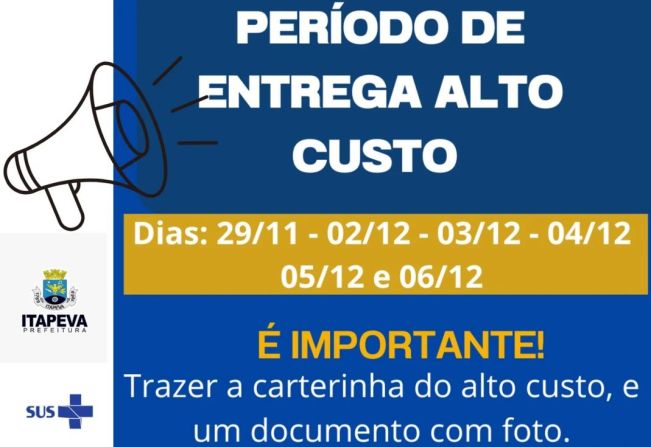 Período de entrega das medicações de alto custo é informado