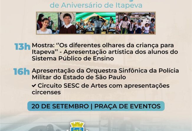A Prefeitura de Itapeva anuncia a programação de aniversário da cidade