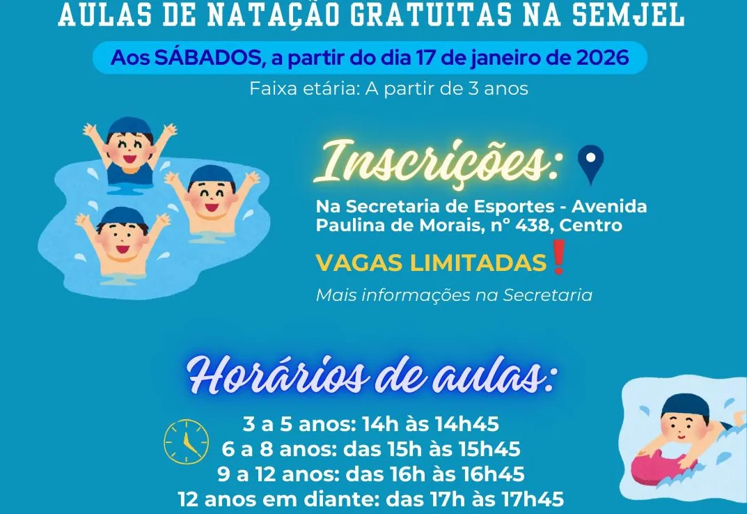 Projeto Aquavida oferecerá aulas gratuitas de natação em Itapeva