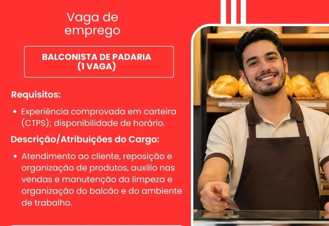PAT divulga a abertura de nova vaga de emprego em Itapeva