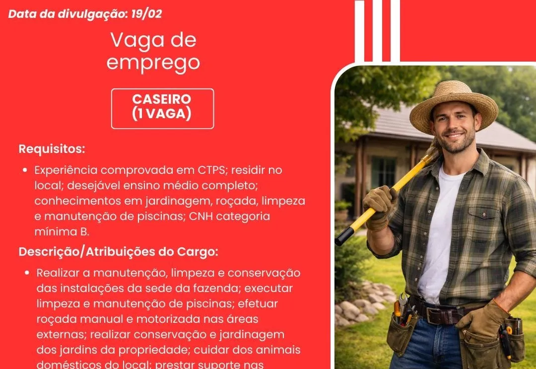 PAT divulga a abertura de novas vagas de emprego em Itapeva