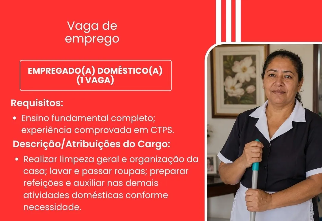 PAT divulga a abertura de nova vaga de emprego em Itapeva
