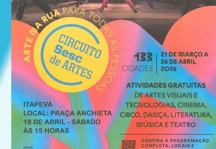 Circuito Sesc de artes promete agitar Itapeva neste sábado (18)