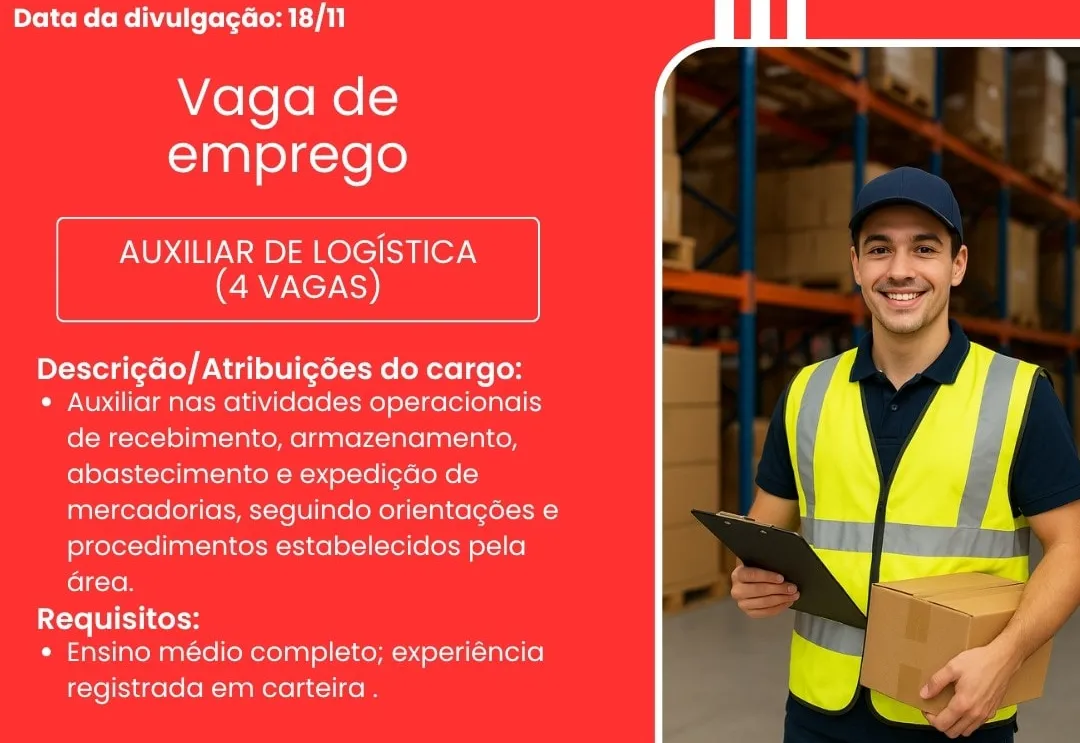 PAT divulga a abertura de nova vaga de emprego em Itapeva