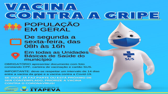 Vacina contra a Gripe está disponível em todos os Postos de Saúde para a população itapevense