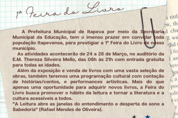 1ª Feira de Livro é realizada para incentivar o hábito da leitura