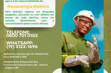 Prefeitura informa à população sobre os serviços de manutenção da iluminação pública de ruas e avenidas do município