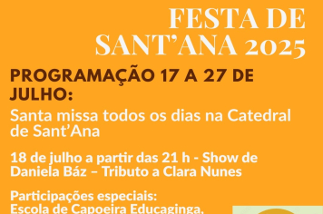 Programação da Festa de Sant’Ana é divulgada