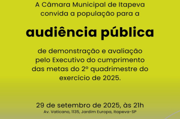 Audiência Pública na Câmara Municipal faz avaliação das metas fiscais do 2º quadrimestre de 2025