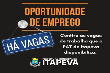 PAT de Itapeva divulga oportunidades de emprego