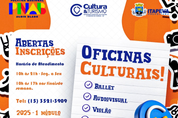 Nesta segunda (03) começam as inscrições para as oficinas culturais de 2025
