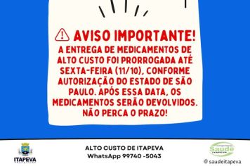 Entrega de medicamentos do Alto Custo foi prorrogada