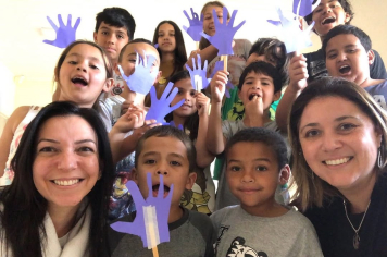 Ação do Agosto Lilás é realizada com crianças do BrinCras Kantian