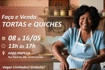 Inscrições abertas para o Curso “Faça e Venda” Tortas e Quiches