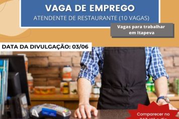 PAT divulga a abertura de novas vagas de emprego em Itapeva