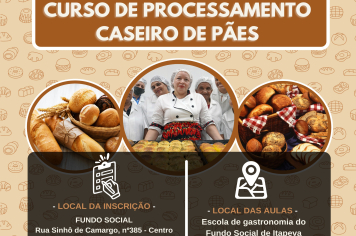 As inscrições estão abertas para o curso de Processamento Caseiro de Pães