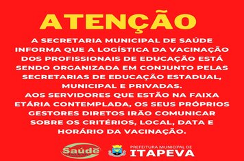 Comunicado aos profissionais da Educação sobre vacinação contra Covid-19