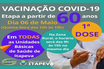 1ª DOSE: Itapeva irá vacinar nesta quinta-feira, a partir das 15h, idosos com 60 anos ou mais