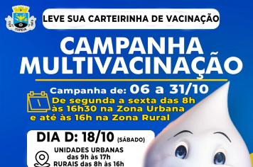 Campanha de Multivacinação inicia nesta segunda-feira (06/10) em Itapeva