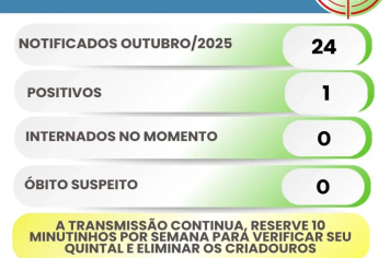 Secretaria de Saúde registra um novo caso de dengue no mês de outubro