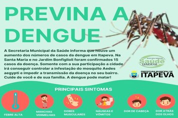 Atenção! Saúde registra 15 casos de dengue nos bairros Santa Maria e Jardim Bonfiglioli