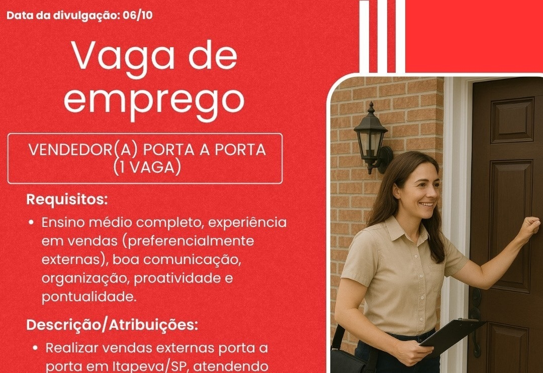 Prefeitura de Itapeva divulga nova vaga de emprego no PAT