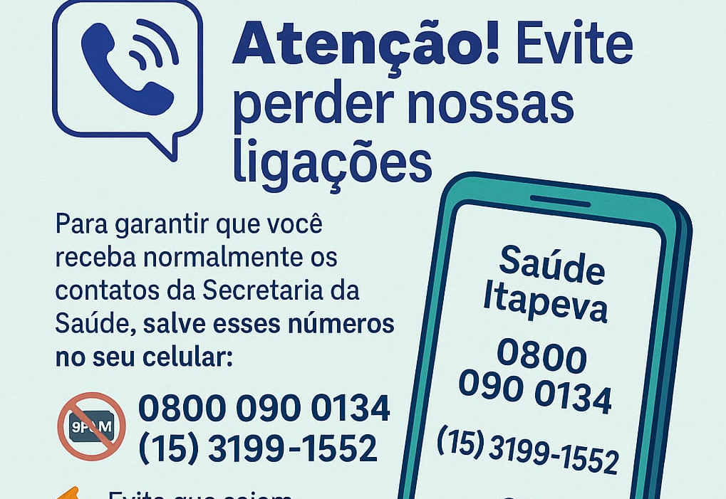 Secretaria de Saúde informa os números de telefone de contato aos munícipes