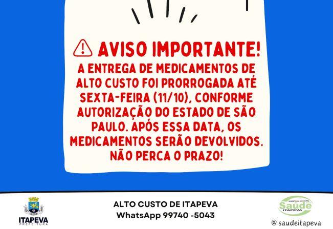 Entrega de medicamentos do Alto Custo foi prorrogada