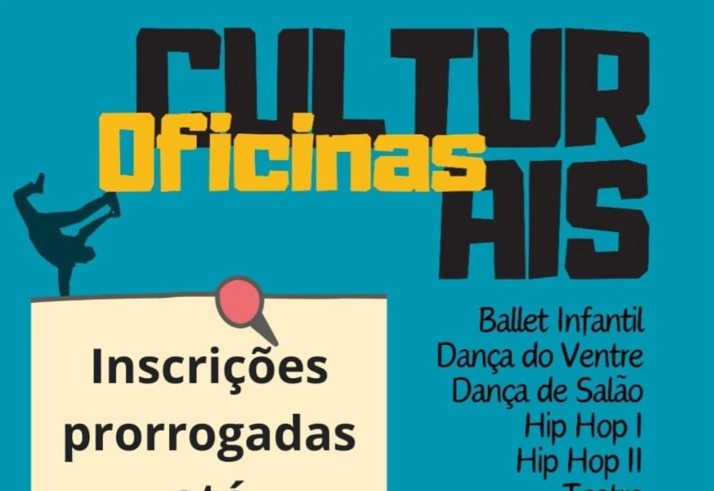 As inscrições das Oficinas Culturais ainda estão abertas e vão até o dia 27/06