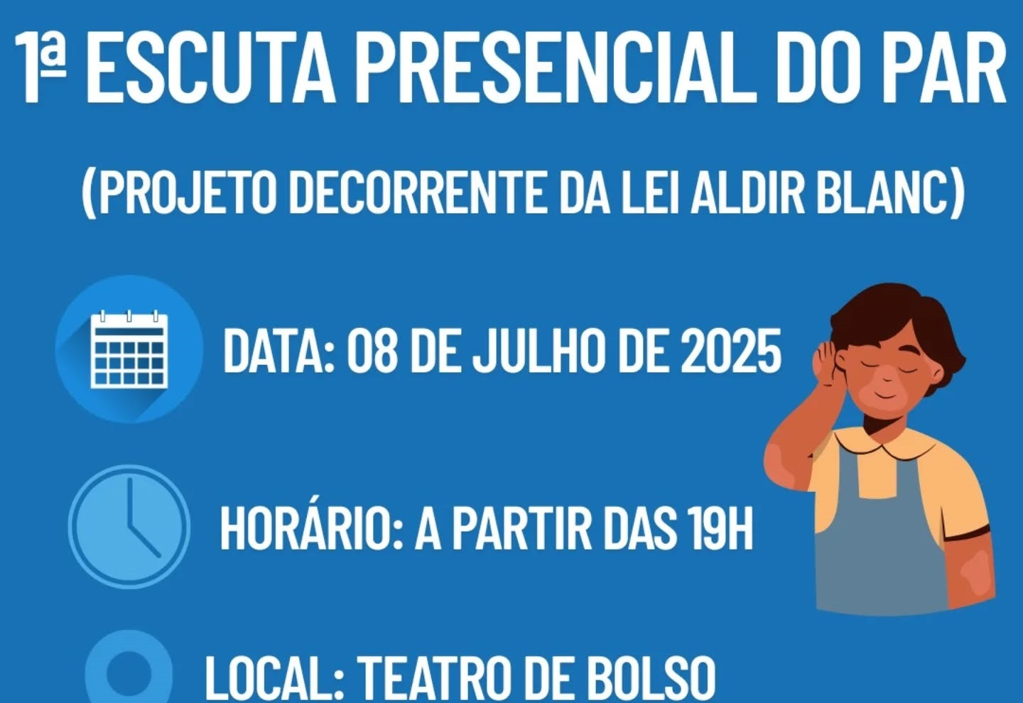 Secretaria de Cultura convida os artistas a participar de momento de construção de políticas públicas culturais