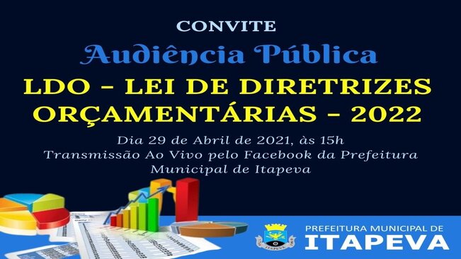 Secretaria de Finanças realiza audiência pública on-line sobre a Lei de Diretrizes Orçamentárias dia 29, às 15h
