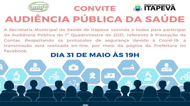 Secretaria da Saúde realizará Audiência Pública para a prestação de contas do 1º Quadrimestre na próxima segunda, dia 31