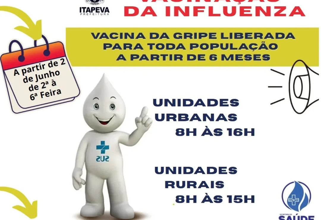 Vacinação contra Gripe Influenza é liberada para toda a população
