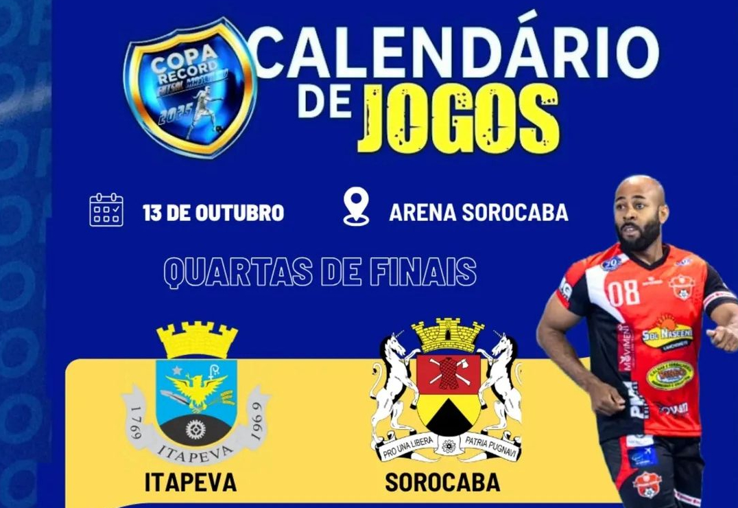 Itapeva joga dia 13 de outubro contra Sorocaba pelas quartas-de-finais da Copa Record de Futsal na Arena Sorocaba