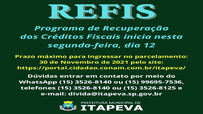 Programa de Recuperação dos Créditos Fiscais do Município de Itapeva/SP – REFIS