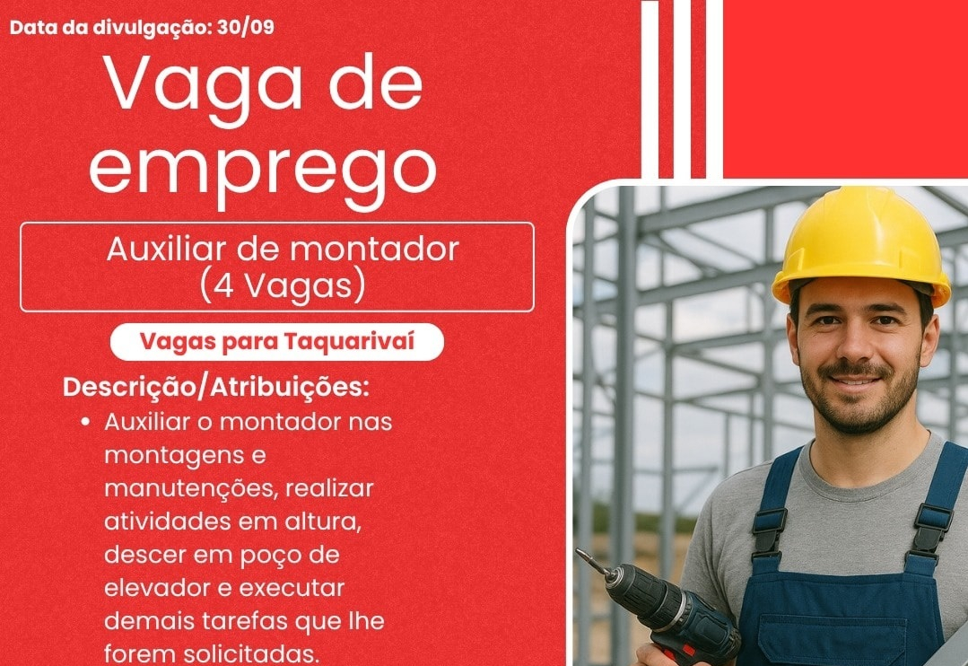  PAT divulga a abertura de novas vagas de emprego em Itapeva
